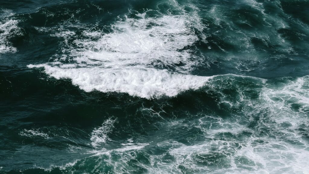 Ocean current patterns showing the movement of water