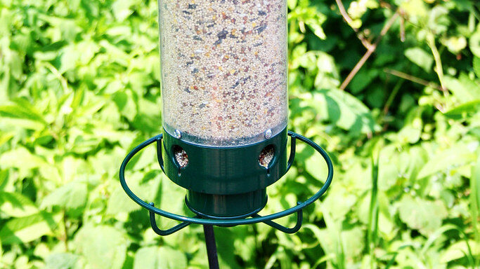 Bottom of a bird feeder with anti-squirrel feature