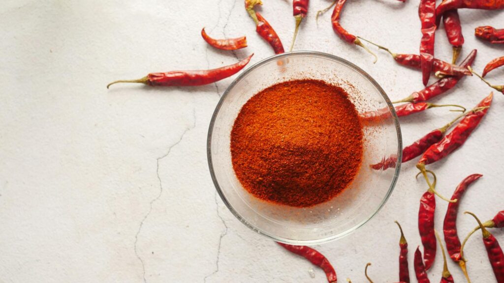 Bowl of cayenne pepper powder