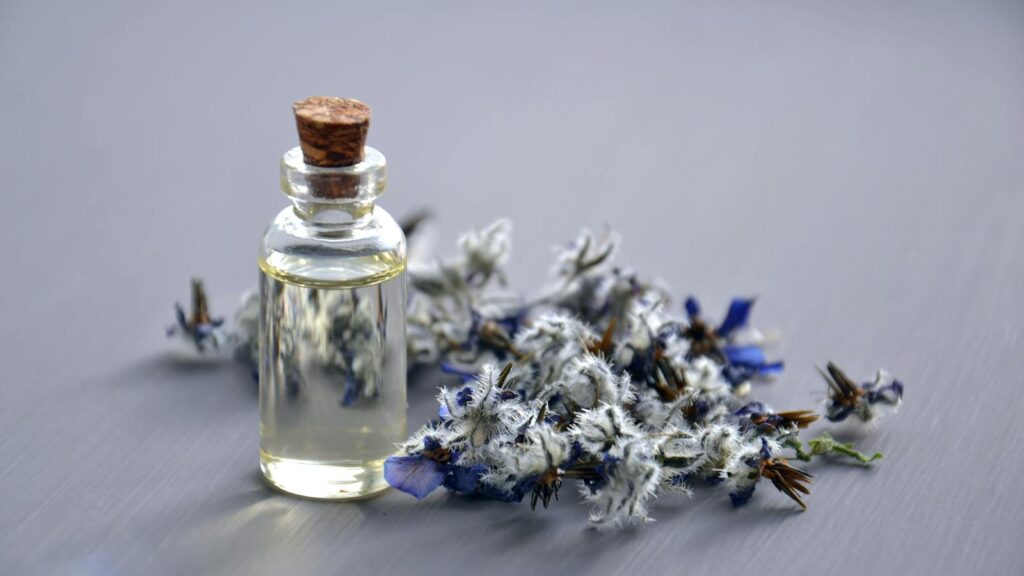 a lavender oil bottle