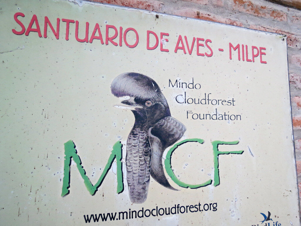 Signboard for Santuario de Aves - MILPE' bird sanctuary
