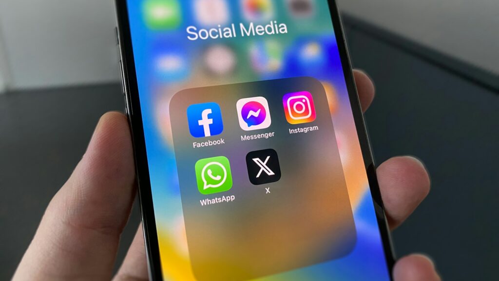 Smartphone screen displaying popular social media apps