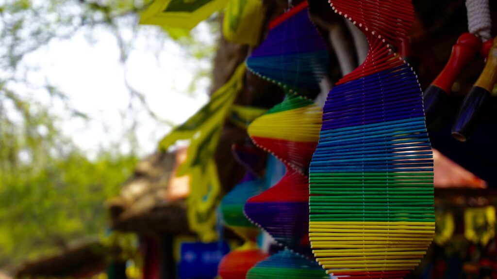 Vibrant rainbow wind spinners