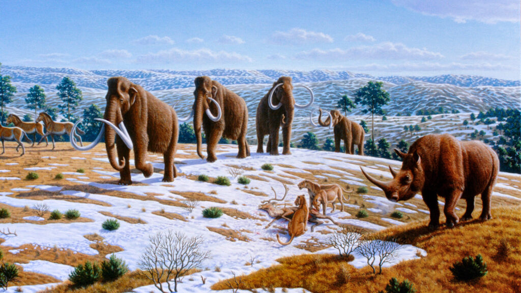 Illustration of Ice Age fauna from northern Spain