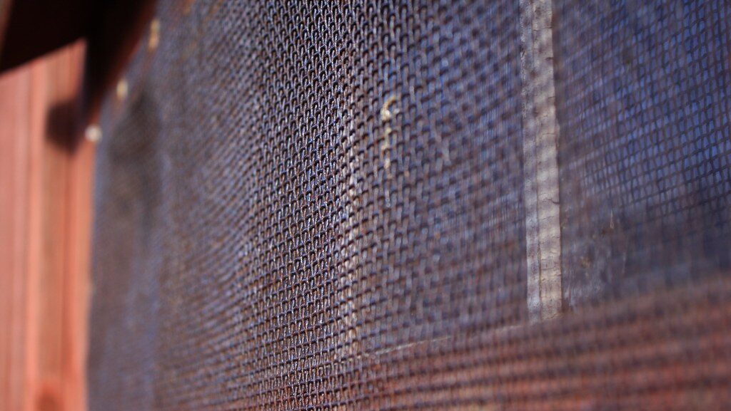 Closeup of a window mesh screen