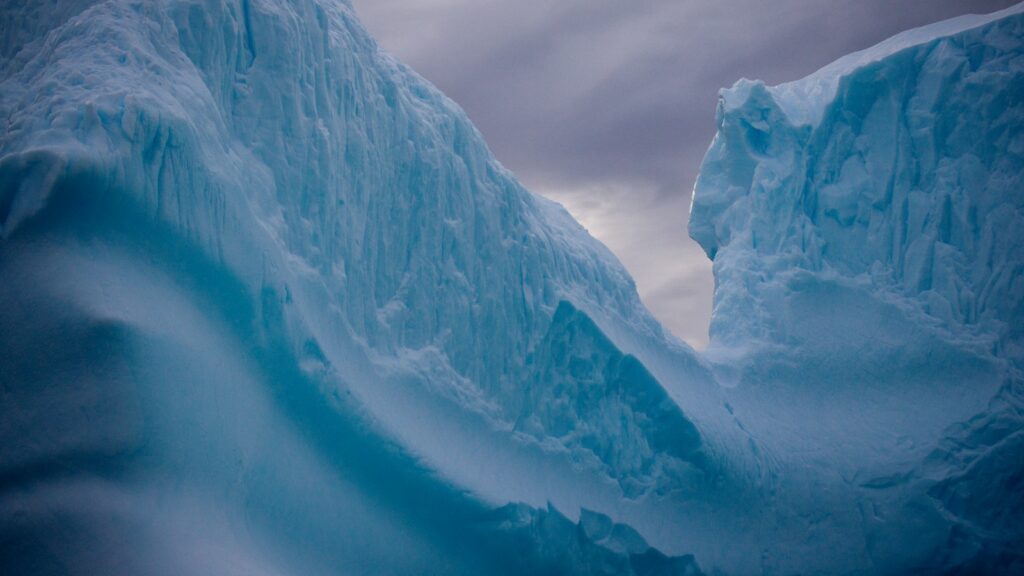 Scenic landscape photograph of natural ice formation