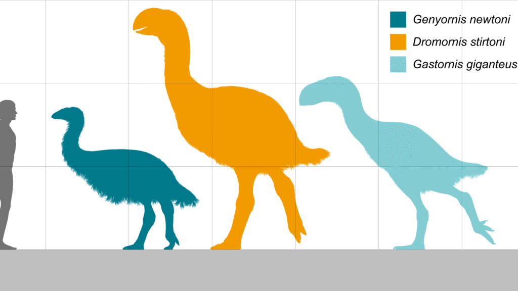 Size comparison chart of various Anserimorph bird species showing relative body sizes