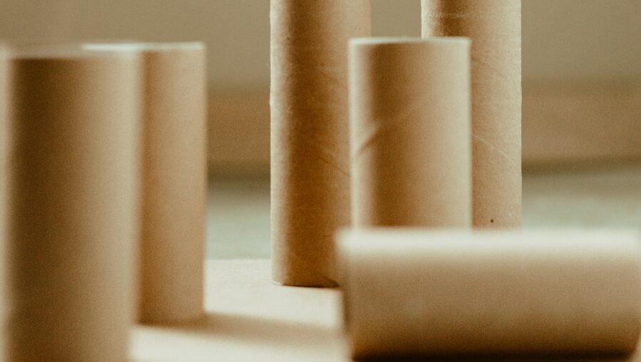 Plain cardboard paper rolls